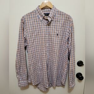 Ralph Lauren Men's Checkered Shirt - Blue and Orange
